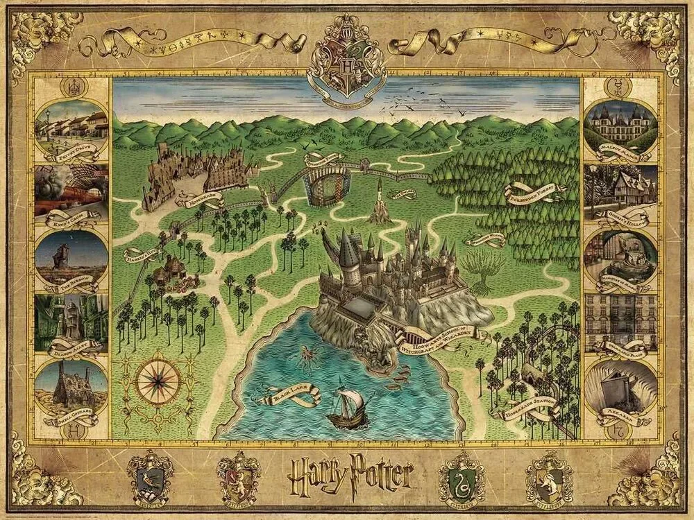 Ravensburger Harry Potter Hogwarts Map 1500 Piece Jigsaw Puzzle for Adults -